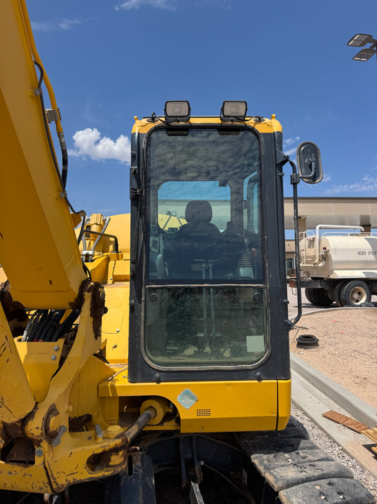 Komatsu PC88MR Front Windshield – Custom Cut Green Laminated Glass 29-1/4" x 39-1/2"