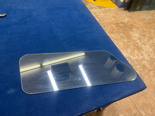 CAT 613 Scraper / Water Pull Lower Door Kick Window Glass – 36" × 13 1/8"